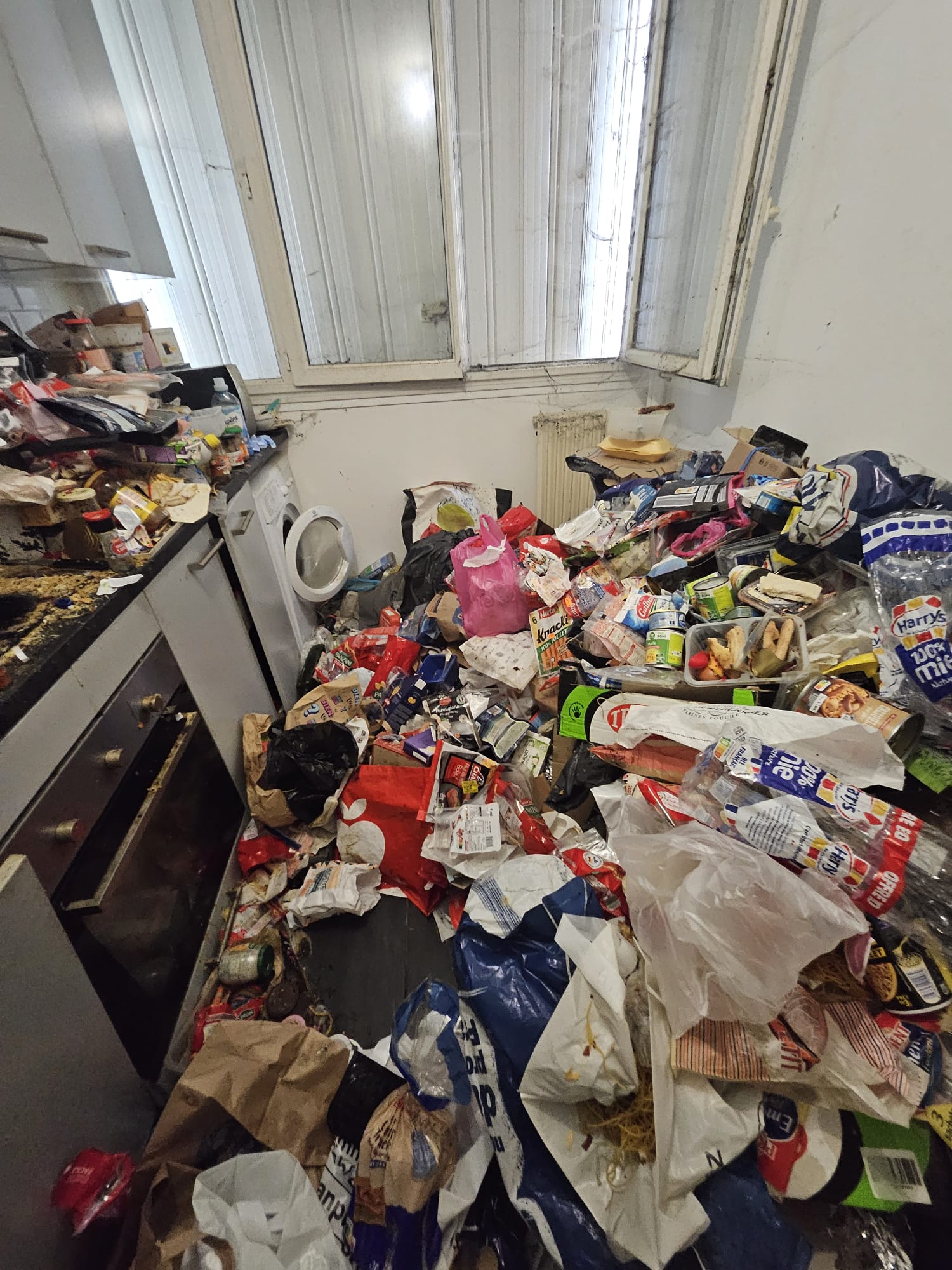 Cuisine en syndrome de Diogène avant intervention
